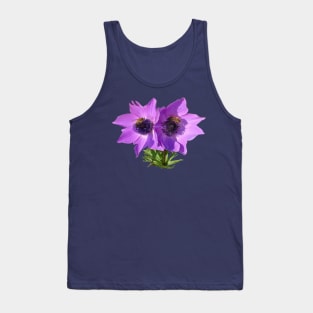 Purple Pink Anemones with Honey Bees Vector Art Tank Top